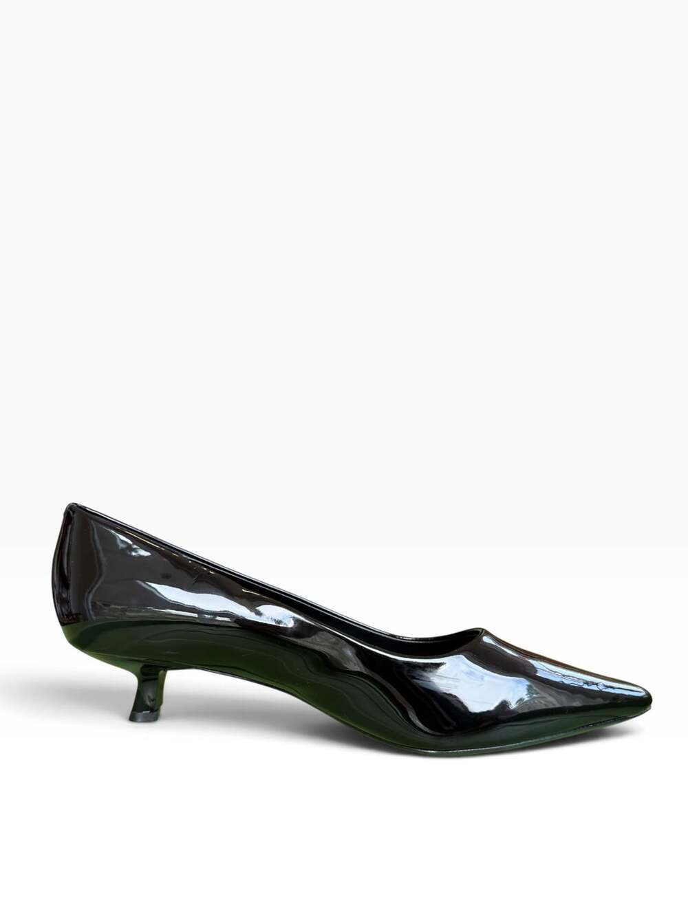 DKNY Black Patent Kitten Heel Pumps Pointed Toe Size 9